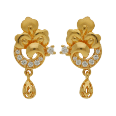 Enticing Fancy Leaf Design Gold Earrings